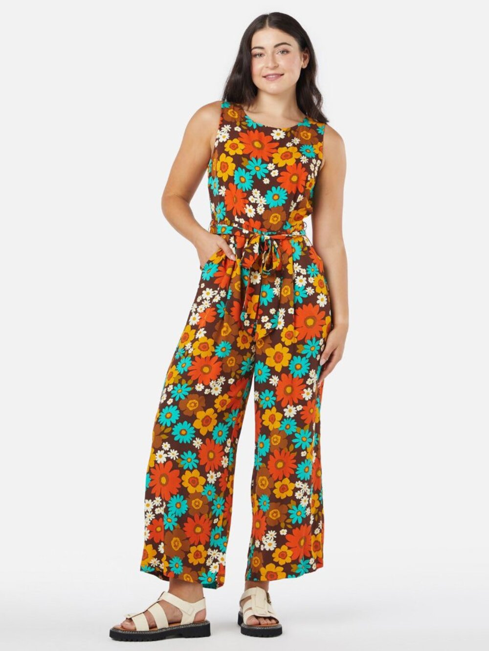 Princess Highway Fall Floral Jumpsuit | Retro Wide Leg | US 4